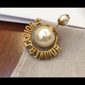 Dior gold and pearl earrings